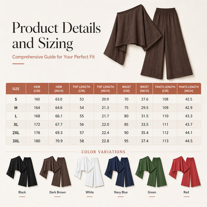 ✨ Women’s Off-Shoulder Top & Wide-Leg Pants Set – Effortless Elegance Meets Everyday Comfort