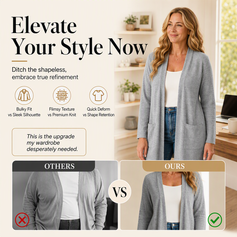 Women's Casual Open Front Cardigan with Pockets