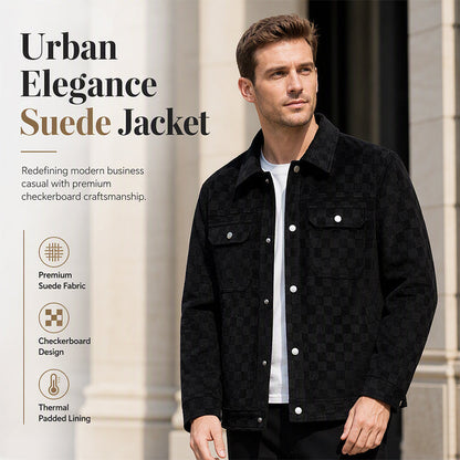 Men's Faux Suede Checkerboard Jacket