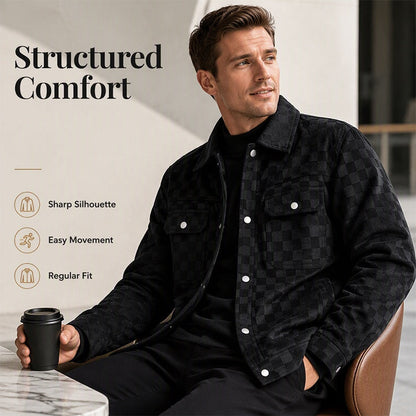 Men's Faux Suede Checkerboard Jacket
