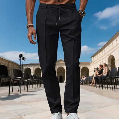 Men's Straight-Leg Dress Pants with Drawstring