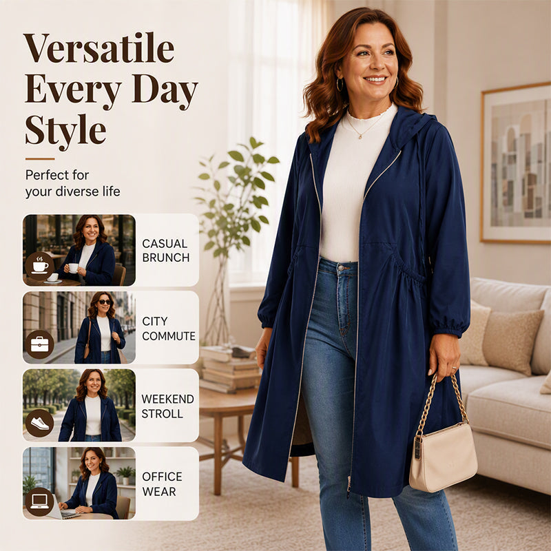 Women's Casual Loose Mid-Length Hooded Jacket