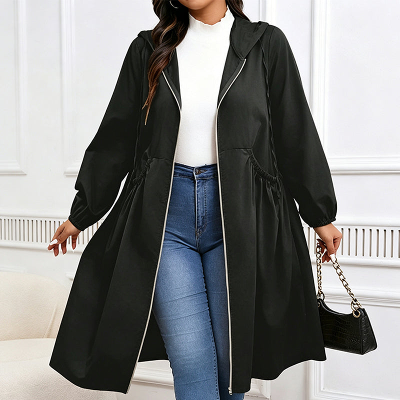 Women's Casual Loose Mid-Length Hooded Jacket
