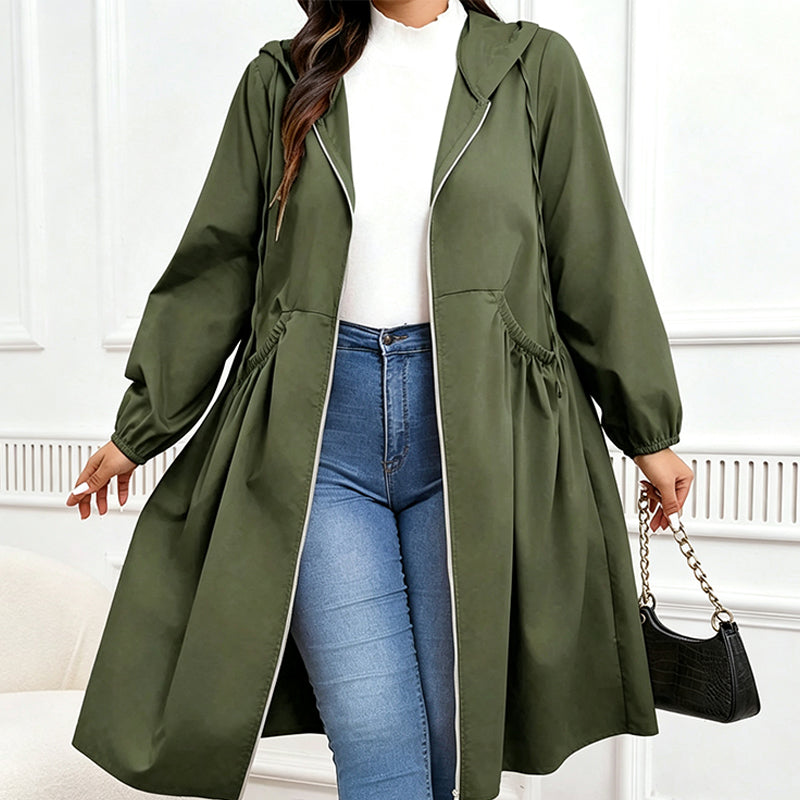 Women's Casual Loose Mid-Length Hooded Jacket