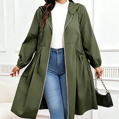 Women's Casual Loose Mid-Length Hooded Jacket
