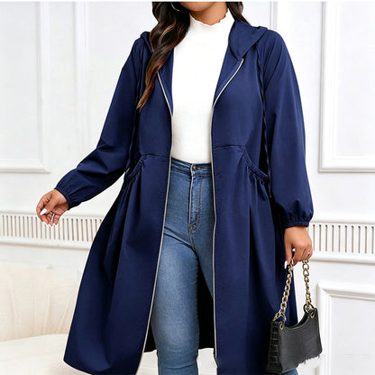 Women's Casual Loose Mid-Length Hooded Jacket