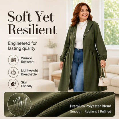 Women's Casual Loose Mid-Length Hooded Jacket