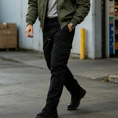Men's Slim Fit Cargo Pants with Drawstring
