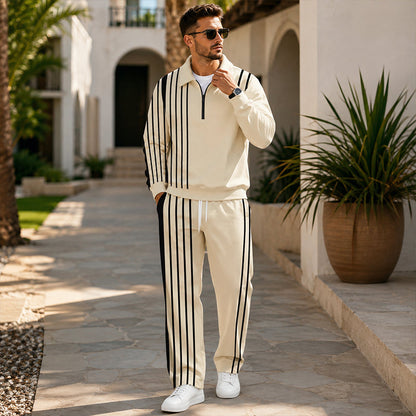 Men's Printed Half-Zip Sweatshirt & Pants Tracksuit Set