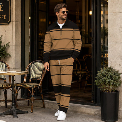 Men's Printed Half-Zip Sweatshirt & Pants Tracksuit Set