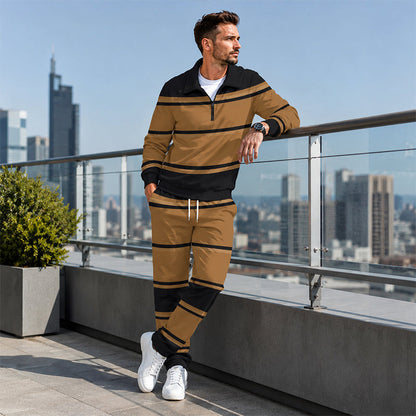 Men's Printed Half-Zip Sweatshirt & Pants Tracksuit Set
