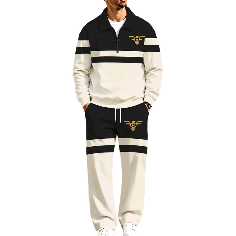 Men's Printed Half-Zip Sweatshirt & Pants Tracksuit Set
