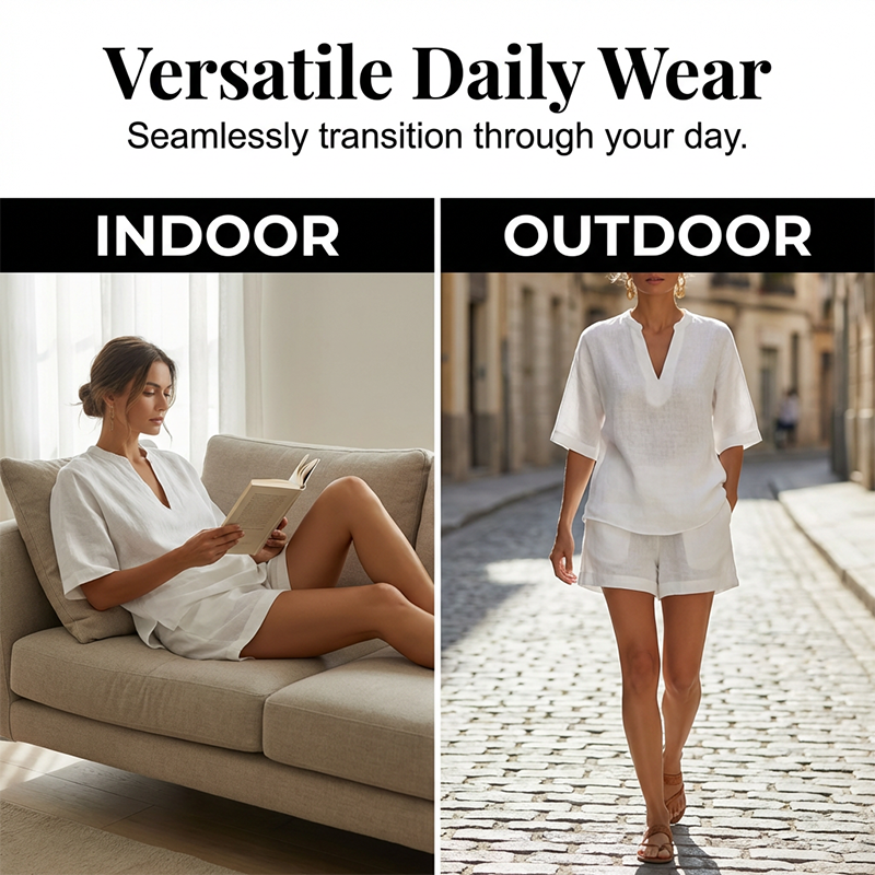 Women's Casual V-Neck Two-Piece Short Set