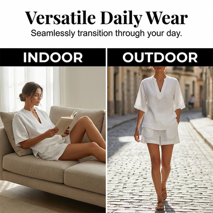 Women's Casual V-Neck Two-Piece Short Set