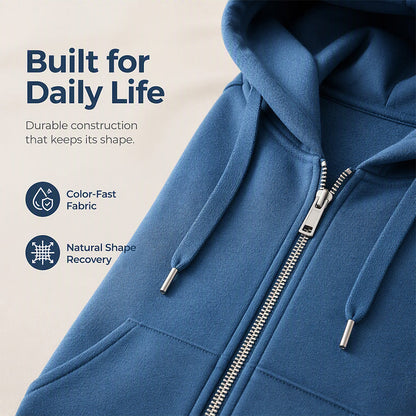 Women Mid-Length Hooded Sweatshirt Jacket Casual Zip Up Cardigan Coat with Pockets