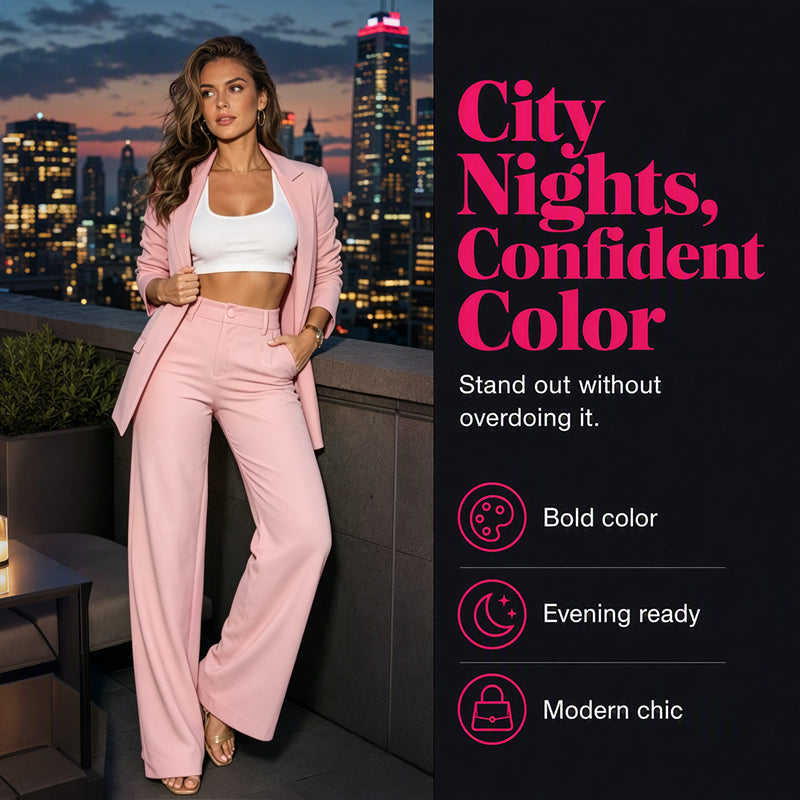 Women's Elegant Blazer and Straight-Leg Pants Set