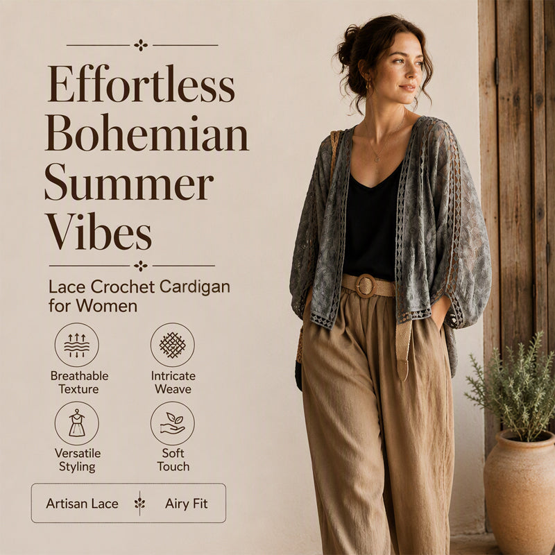 Women's Loose Hollow Lace Cardigan