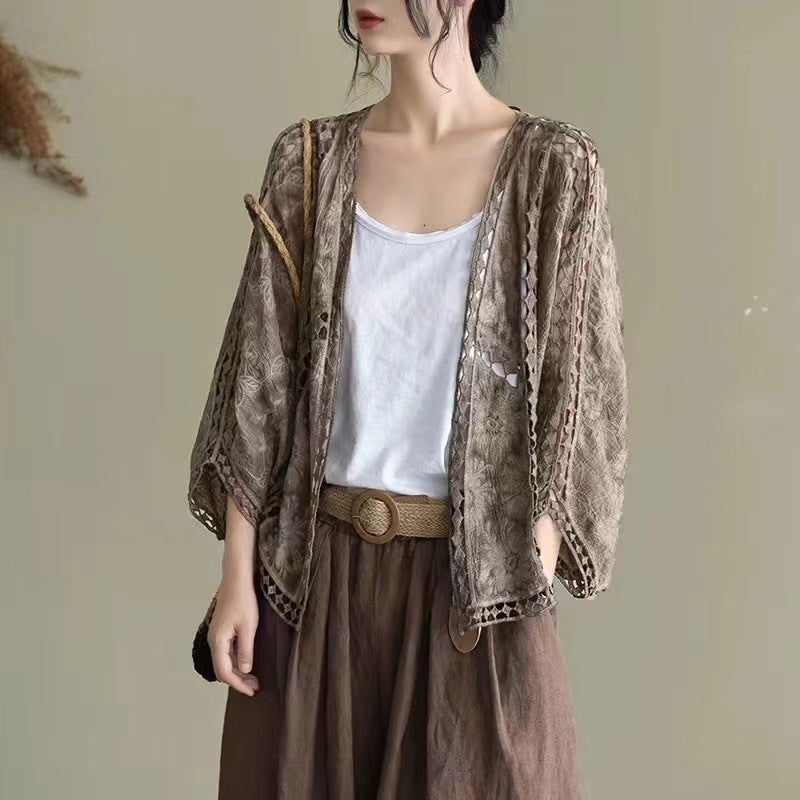Women's Loose Hollow Lace Cardigan