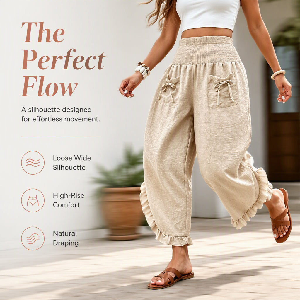 Women's Smocked High Waist Wide Leg Pants