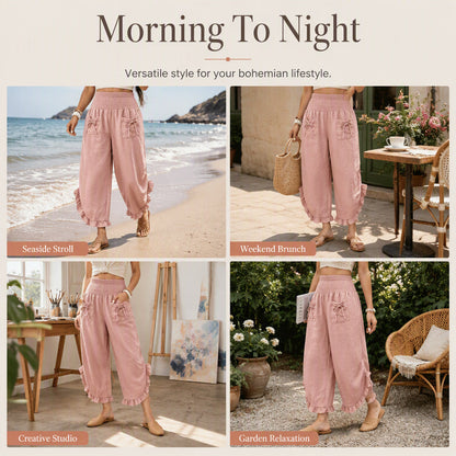Women's Smocked High Waist Wide Leg Pants