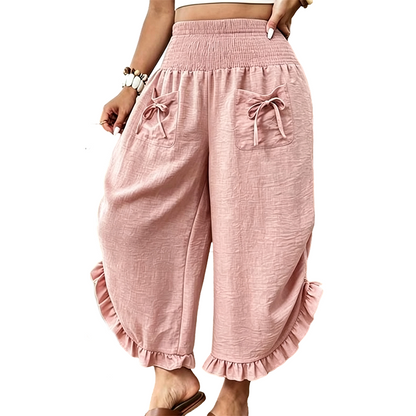 Women's Smocked High Waist Wide Leg Pants