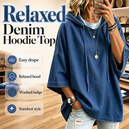 Women's Casual Loose Denim Hoodie