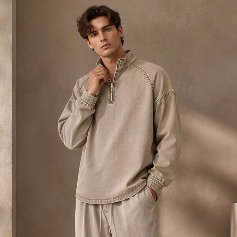 Men's Quarter-Zip Denim Pullover