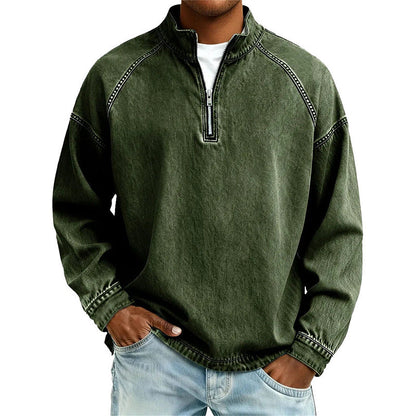 Men's Quarter-Zip Denim Pullover