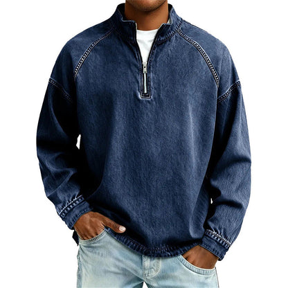 Men's Quarter-Zip Denim Pullover