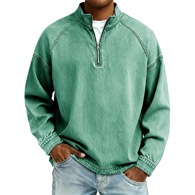 Men's Quarter-Zip Denim Pullover