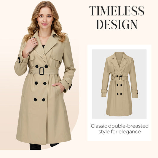 Women's Casual Double-Breasted Trench Coat