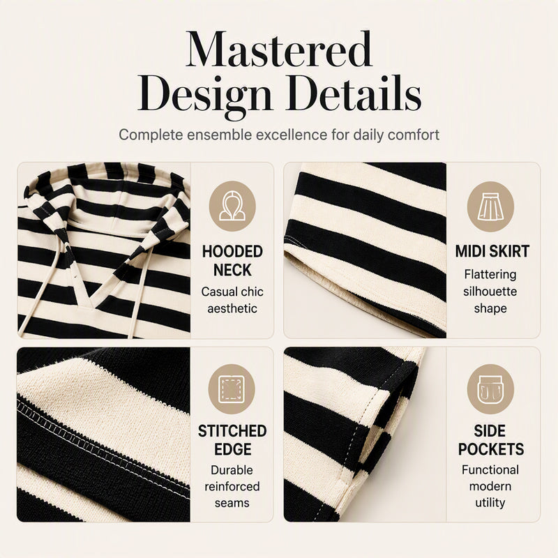 Women's Casual Striped Hoodie Dress