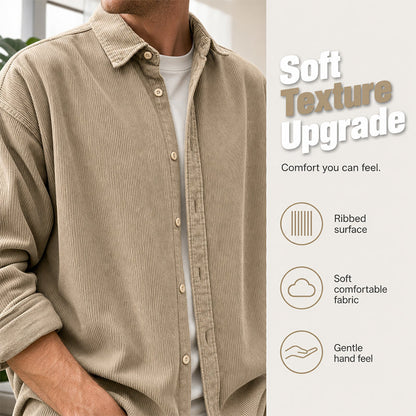 Men's Casual Corduroy Button-Up Shirt