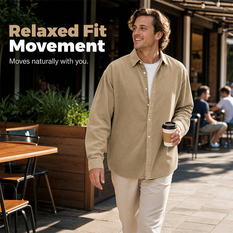 Men's Casual Corduroy Button-Up Shirt