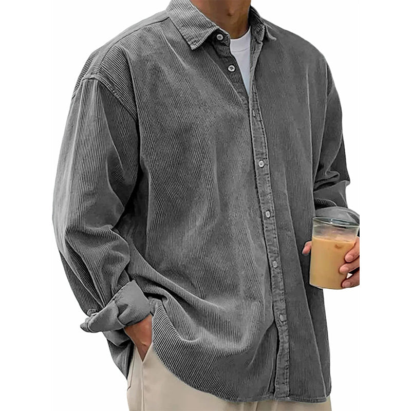 Men's Casual Corduroy Button-Up Shirt