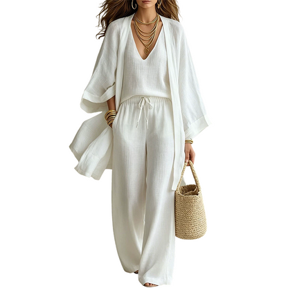 Women's Cardigan Tank Top & Pants 3-Piece Set