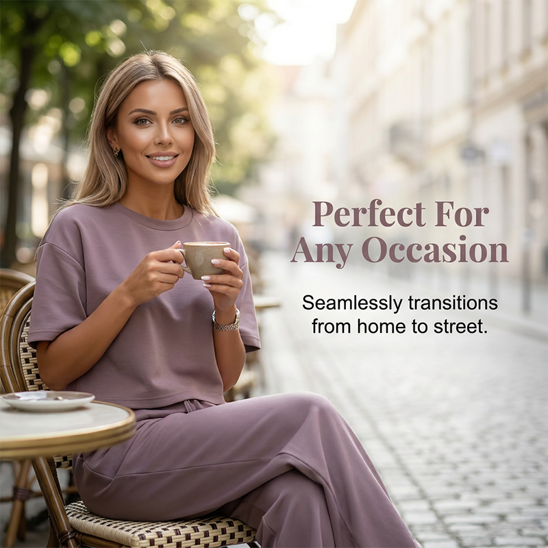 Women's Top & Wide-Leg Pants Set