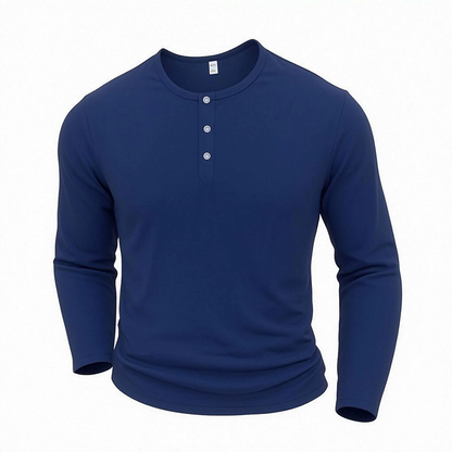 Men's Casual Henley Neck Long Sleeve Shirt