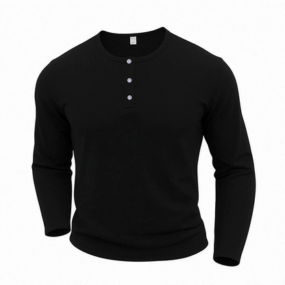 Men's Casual Henley Neck Long Sleeve Shirt
