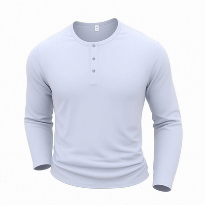 Men's Casual Henley Neck Long Sleeve Shirt