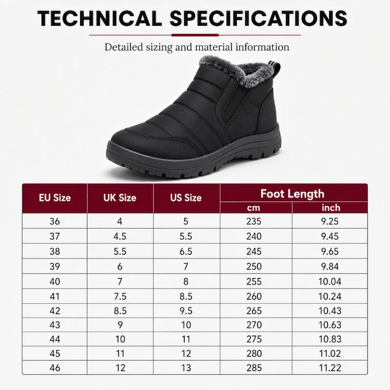 💥Winter Fashion: Warm, Fleece-Lined, Non-Slip Snow Boots