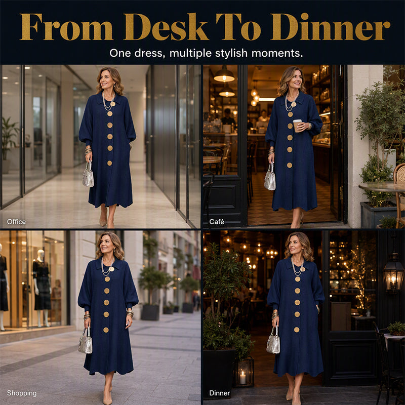 Women's Elegant Long-Sleeve Knit Dress