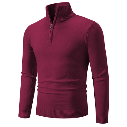 Men's Stylish Quarter-Zip Mock Neck Sweater