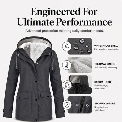 Women's Plush-Lined Windproof Hooded Jacket