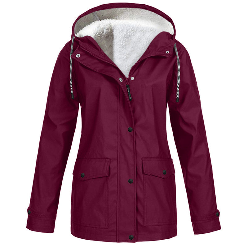 Women's Plush-Lined Windproof Hooded Jacket