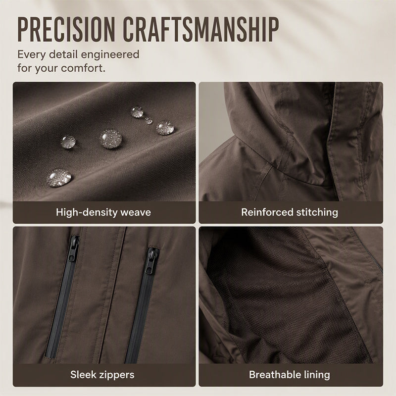 Men's Windproof Hooded Cargo Jacket Waterproof Outdoor Streetwear Coat