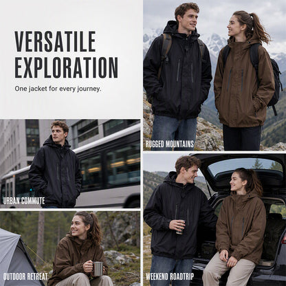 Men's Windproof Hooded Cargo Jacket Waterproof Outdoor Streetwear Coat