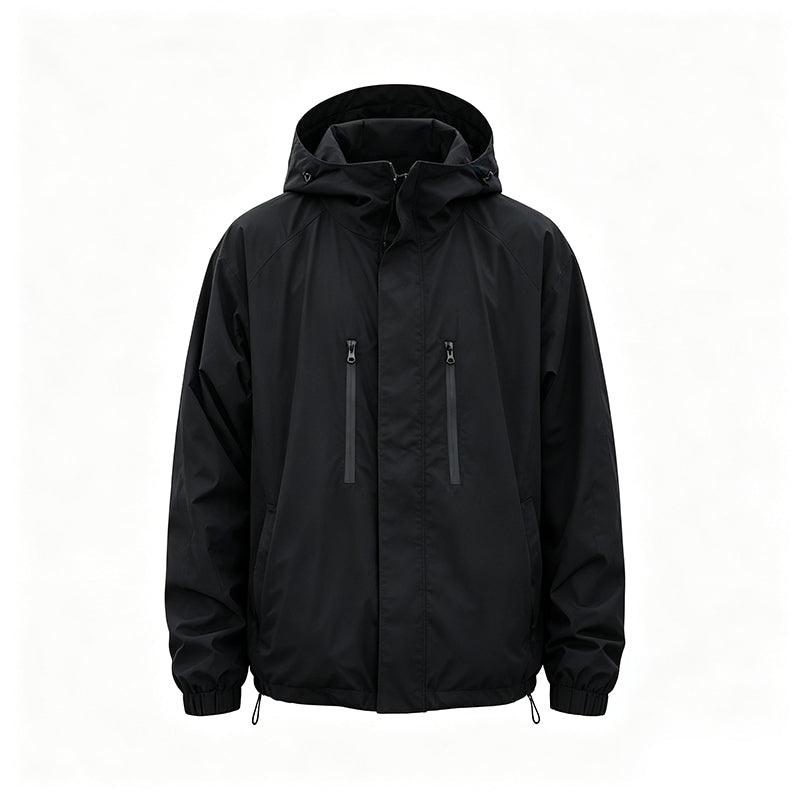 Men's Windproof Hooded Cargo Jacket Waterproof Outdoor Streetwear Coat