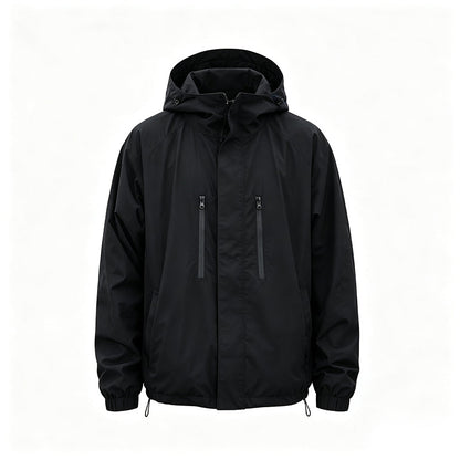Men's Windproof Hooded Cargo Jacket Waterproof Outdoor Streetwear Coat