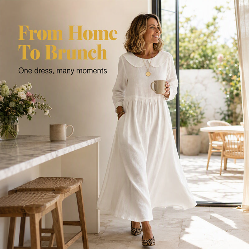 Women's  Loose Long Sleeve Maxi Dress with Pockets